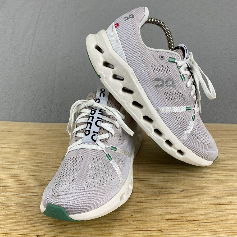 ON Cloudsurfer Womens Sneakers 9 Pearl ivory white green lace up